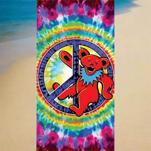 Peace Bear Tie Dye Beach Towel